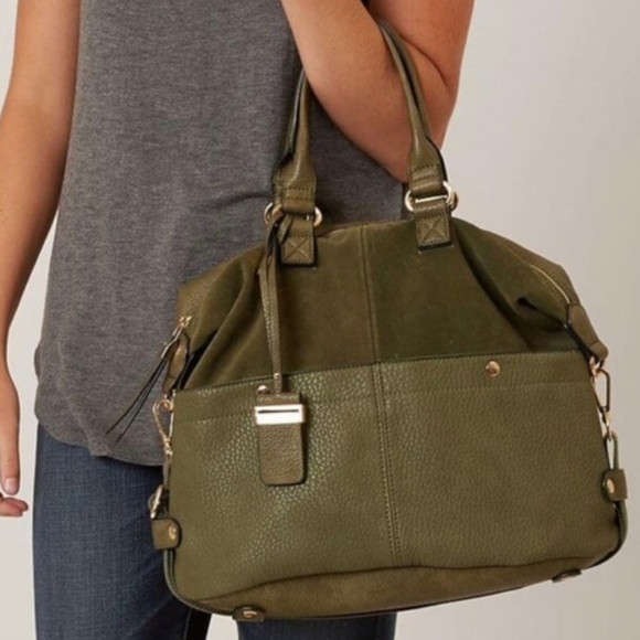 Moda Luxe Olive Green Satchel - Picture 1 of 7